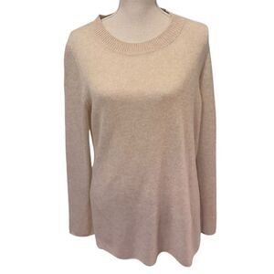 White + Warren cashmere pullover sweater side slits in cream M